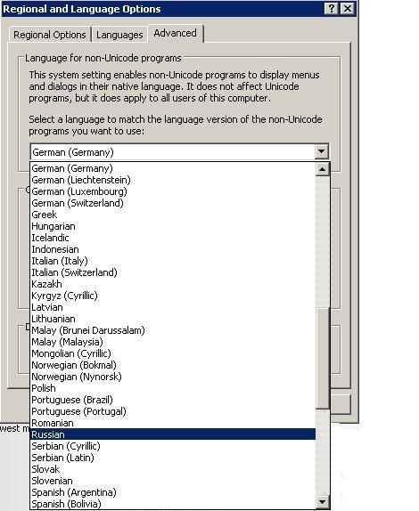 Windows Vista Kyrillische Schrift