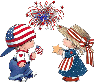 Patriotic Babies with fireworks