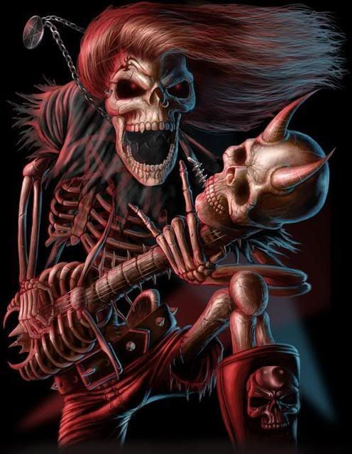 skeleton with bone guitar