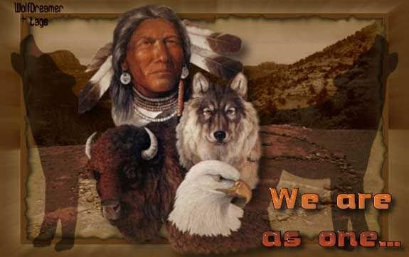 native american man we are as one wolf eagle