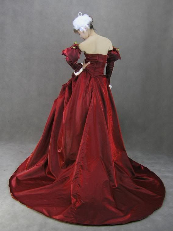 Victorian red wedding dress gown newest_2009