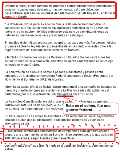 noticia los tiempos de Bolivia