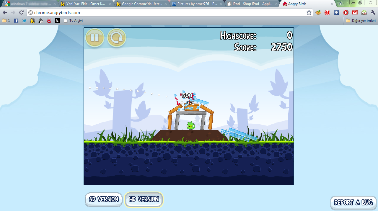 Google Chrome Angry Birds Screenshots