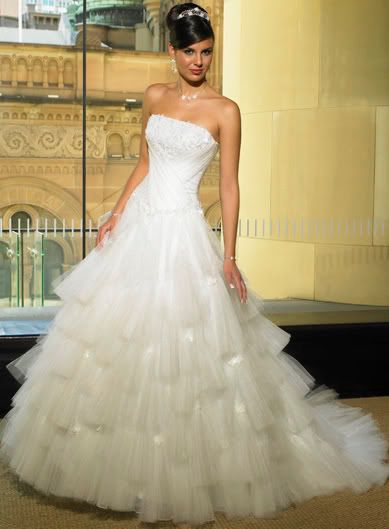 wedding strapless dress with ice peak skirt