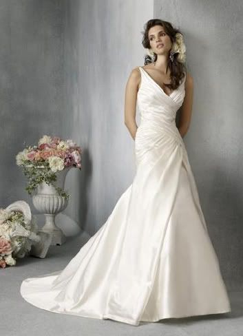 V-neckline wrap wedding dress